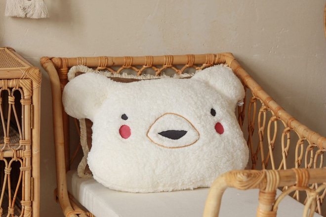 Coussin Bouclé Teddy – Écru