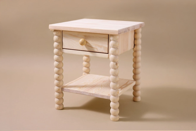 Bedside Table - Beaded Wood