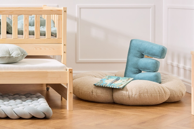 Letter Cushion E - Blue Corduroy