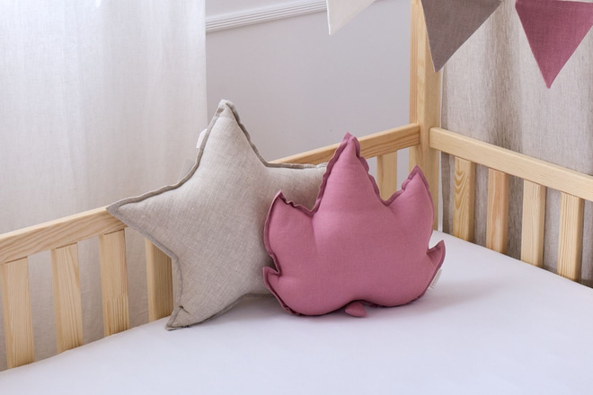 Cuscino Foglia d'Acero in Lino Blush