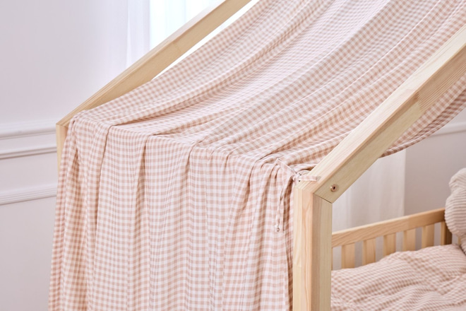 Telo per Letto a Capanna Vichy Beige - Modello DK