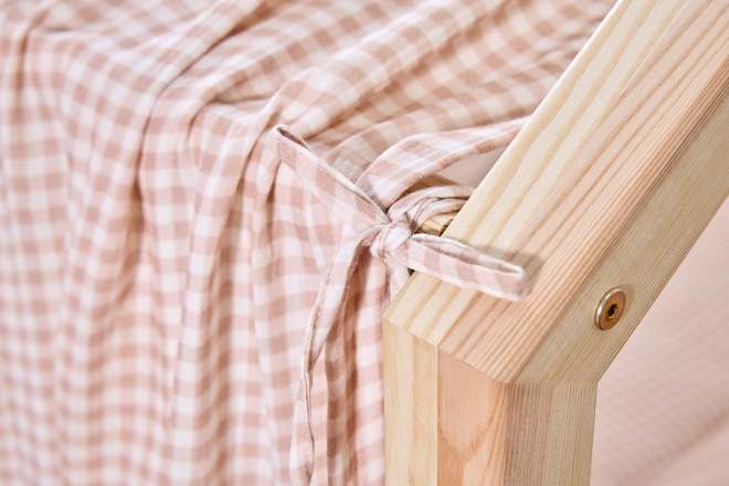 Telo per Letto a Capanna Piccoli Quadretti Beige - Modello DK