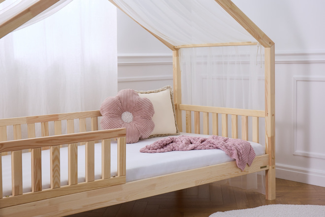 Véu de cama casinha em Tule - Baunilha