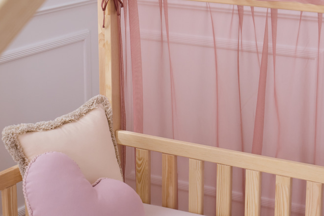 Tela Cama Casita de Tul - Rosa Viejo