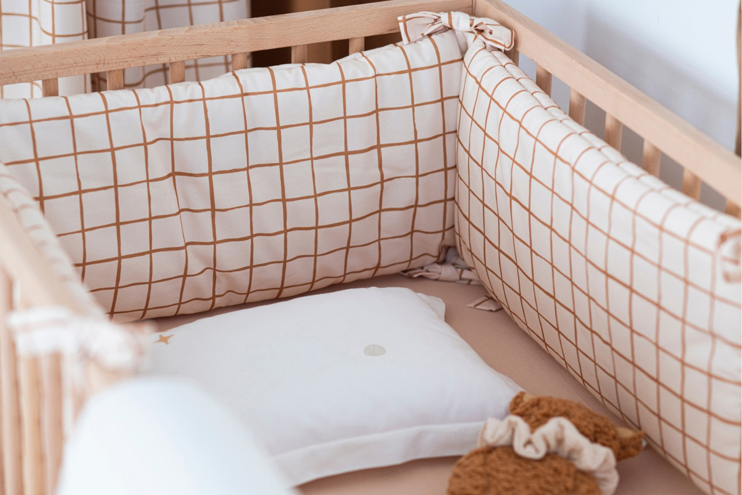 - Tour de Lit Vichy Caramel - list: Beige|Orange (Mon Lit Cabane) - Image 4