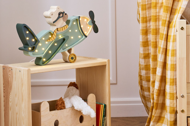 Lampa Little Lights Vintage letadlo Kaki LED