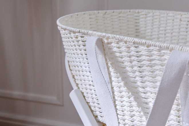 Cesta di Mosè Bianca con Materasso e Supporto