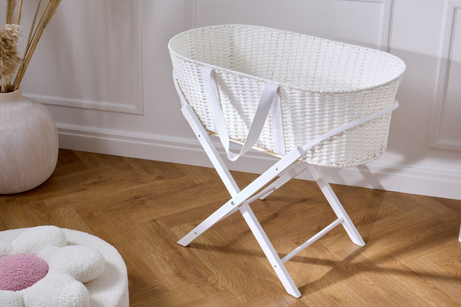 Couffin Blanc avec Matelas et Support Fixe