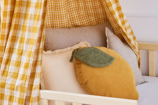 Cuscino Marguerite in Velluto a Coste – Beige