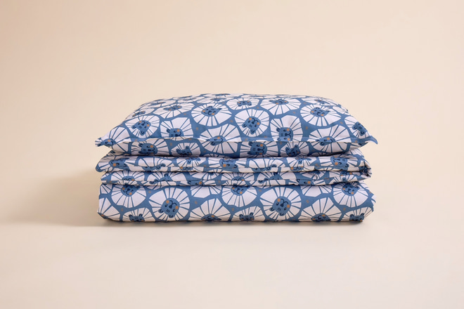 Bettdecke 120x160 & Kissen 40x60 Set - Denim-Löwe