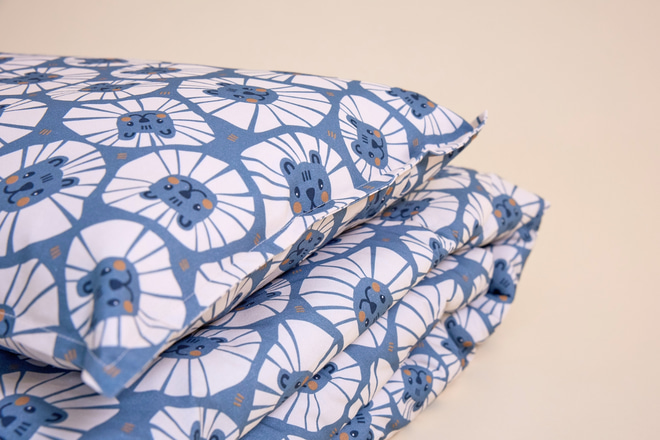 Denim Lion Cotton 120x160 Printed Duvet & Pillow Set 