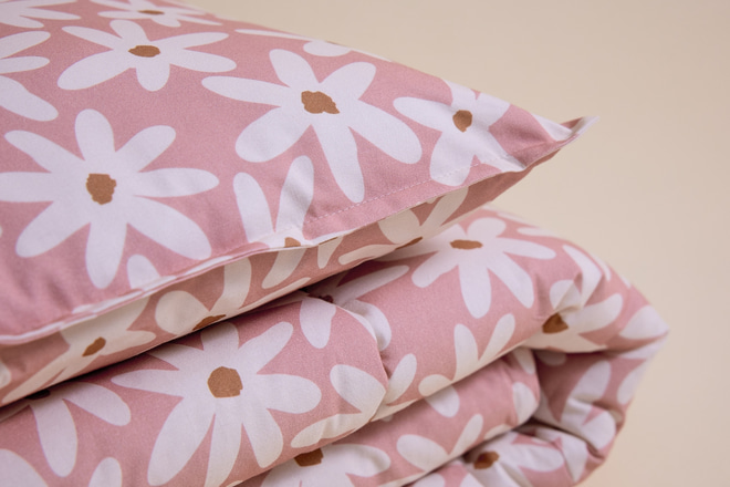 Cotton 120x160 Printed Duvet & Pillow Set - Marguerites