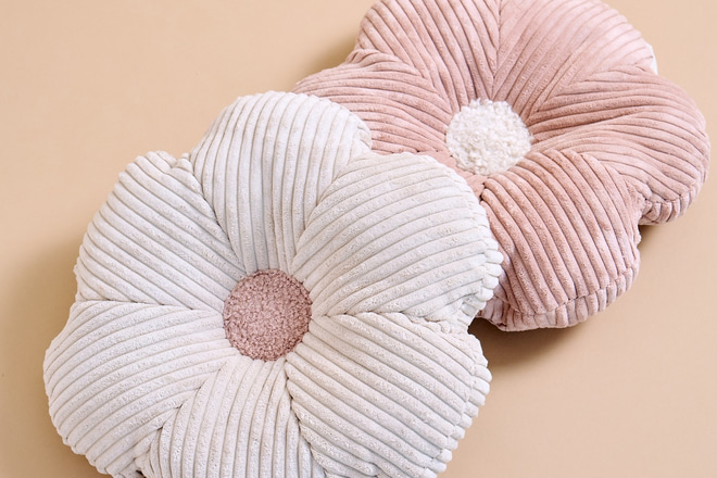 Cuscino Marguerite in Velluto a Coste – Beige