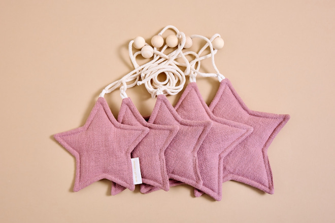 Guirlande en lin - Étoile Rose