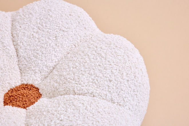 Pouf Bouclé Fleur - Crème