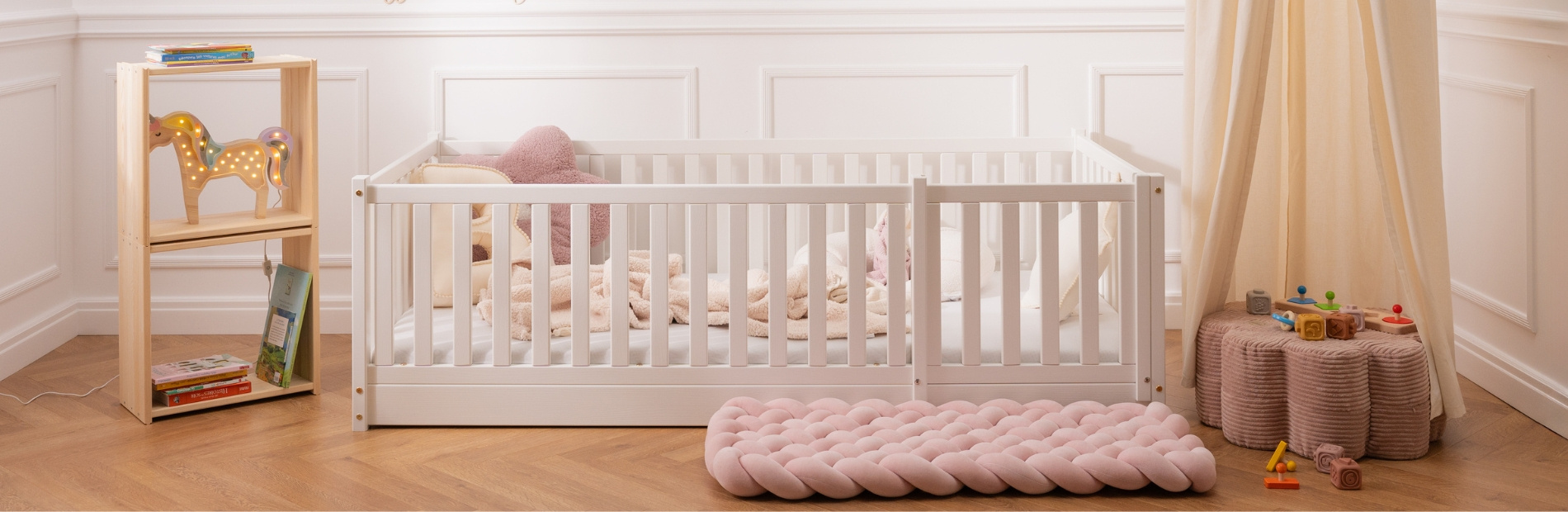 Cama Simples Tóquio: cama simples ao nível do chão com barreiras | Mon Lit Cabane