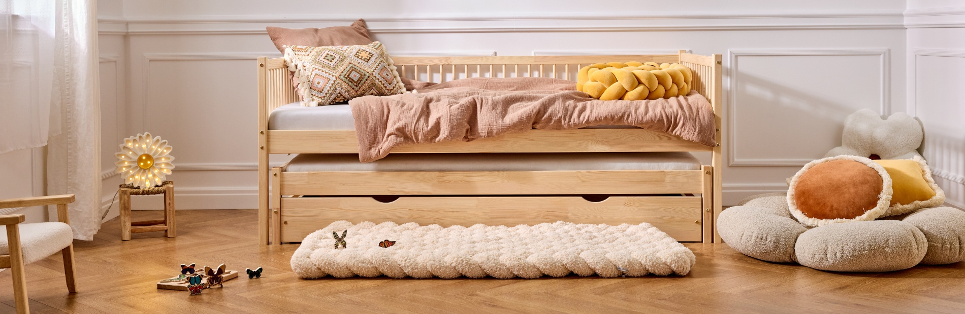 Cama Simples Brasilia Premium Duo com gaveta e cama de convidado | Mon Lit Cabane