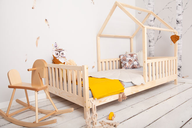 House Bed Cot With Railing Lit Cabane Pipit 